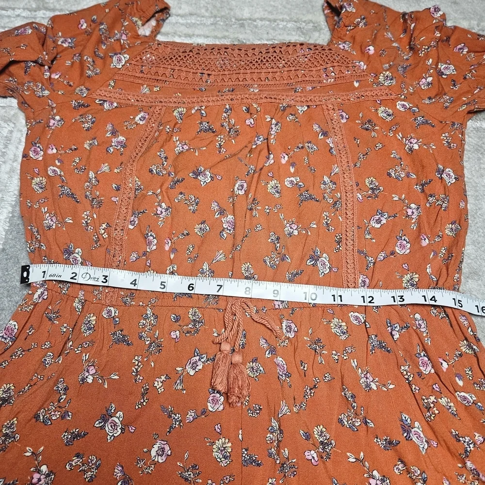 art class Orange Floral Long-Sleeve Romper
